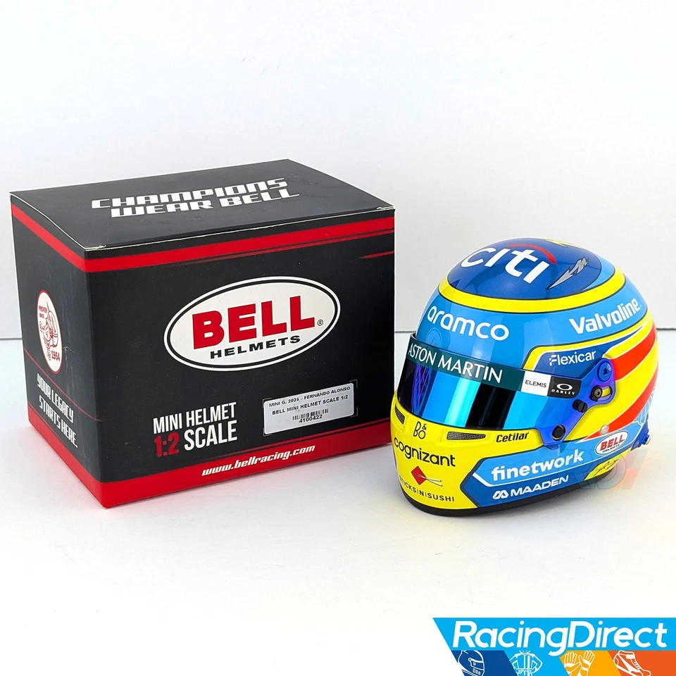 2025 Fernando Alonso Mini Helmet - 1:2 Scale - Bell F1 Aston Martin - 4100422 - Image 1 of 4