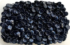 Buttons 15mm 24L DARK Navy Blue 4 Hole Polished Craft Shirt Small Button (BB49) - Picture 1 of 24