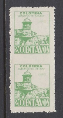 Colombia, Sanabria 167b, Sc C137 MNH 1945 20c San Sebastián, imperfecto entre par Foto 1 de 2