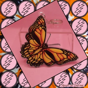 Grateful Dead Inspired Acrylic Keychain Butterfly Stealie Skull Themed Key Ring - Picture 1 of 5