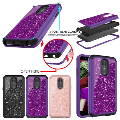 Para LG Stylo 3 / Stylo 4 Mujer Brillante Brillo Híbrido Goma PC Estuche Trasero Cubierta Foto 1 de 4