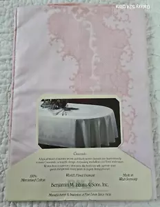 NEW Crescendo World Finest Damask Tablecloth Pink Oval 63”X86” West Germany O/P - Picture 1 of 13