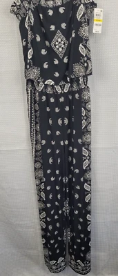 INC International Concepts Bandana Print Black & White Jumpsuit Medium NWT — 第 1/4 张图片