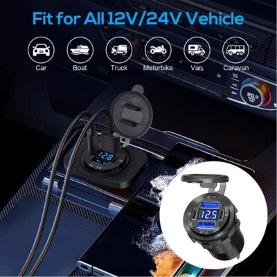 12-24V 4 Port Fast Car Charger QC3.0 & PD USB C Outlet Socket for Boat RV Mari 」 - Image 1 of 4