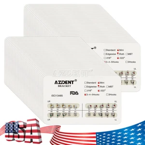 US Dental Orthodontic Metal Brackets Braces Mini Roth 0.022 0.018 3-4-5 Hooks - Picture 1 of 38