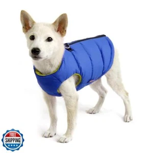 Gooby Padded Vest Dog Jacket - Solid Blue, Small - Warm Zip Up Vest Fleece Ja - Picture 1 of 4