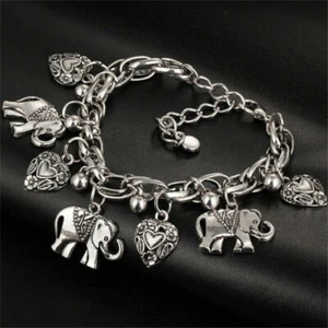 Elegant 925 Sterling Silver Unique New Women Fashion Charms Elephant 9" Bracelet