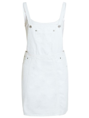 OFF WHITE NUOVA gonna da donna denim denim jeans pinafore abito bianco fuori taglie 8 10 12 4 6
