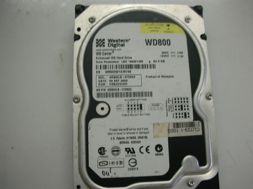 Ok! WD Caviar 80gb WD800LB-07DNA2 2061-001159-100 Eb Ide - Image 1 of 1