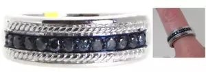 .27ct Blue Diamond Band Wedding Stackable Ring Size 7 Below Cost - Picture 1 of 4