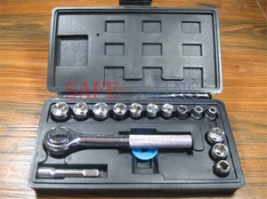 40pc SAE Metric Sockets Set 1/4" & 3/8" w/ Ratchet & Case 6pt Hand Tools - Picture 1 of 4