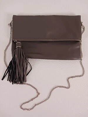 H&M Taupe Gray Crossbody Shoulder Bag Handbag Vegan Leather Purse Chain Strap - Image 1 of 4