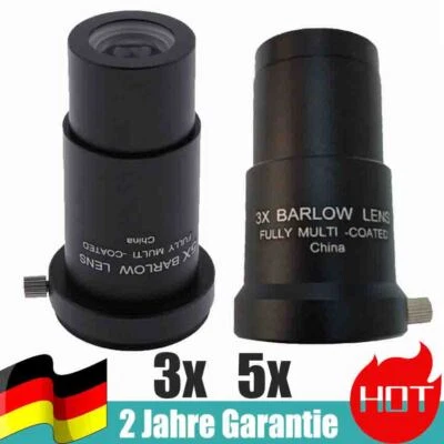 MARKENLOS 5X 3X Barlow Linse Astronomie Teleskop Okular1,25 für Teleskop Okular Astronomie