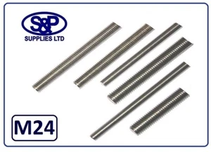 M24 - 24MM ST/STEEL THREADED BAR ALLTHREAD STUDDING STUD A2 ST/ST 100MM TO 350MM - Picture 1 of 3