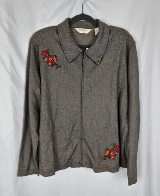 Bechamel новый с Ярлыками Herringbone цветочный полный молнии легкий вязаный жакет sz 1 X - Изображение 1 из 4