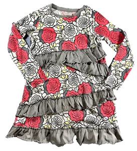 Hanna Andersson Ruffle Dress 150cm Red Black Gray Floral - Picture 1 of 6