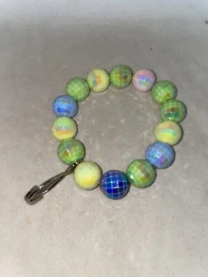 "Llavero pulsera elástico hecho a mano con cuentas nuevo multicolor 8"" nuevo sin etiquetas" Foto 1 de 2