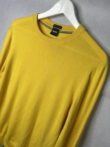 Hugo Boss Jumper Mens Small Yellow Crew Neck Lightweight Smart Casual Sweater - Picture 1 of 5