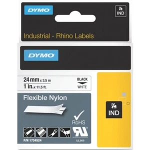 DYMO Rhino Industrial Flexible Nylon Etiketten 24 mm x 3,5 m Schwarz Druck auf Weiß - Bild 1 von 1
