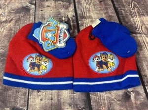 Set Of 2 Nickelodeon PAW Patrol Boys Hat & Mittens Set Chase, Rubble, & Marshall - Picture 1 of 9