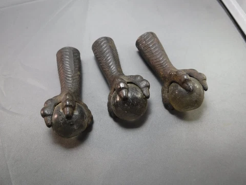 Set of three Antique Glass Ball Claw Feet - Piano Stool - Free Shipping Cover