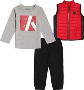 Calvin Klein Infant Boys Chili Pepper Vest 3pc Pant Set Size 12M 18M 24M - Picture 1 of 1