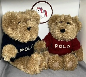 RALPH LAUREN POLO TEDDY BEAR PLUSH WITH RED & BLUE SWEATERS RETIRED 2002 - Picture 1 of 9