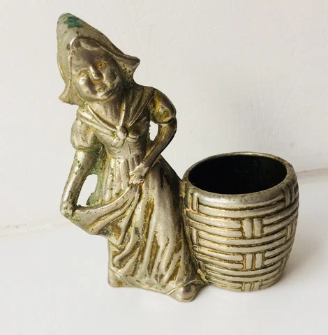 Antique Ornate Cast Metal Pat Appl’ Washer Women Figure Made In England Cover