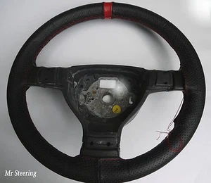 Passend für Scania K114 Bus Schwarz Perforiert Leder+Rot Band Lenkrad Abdeckung - Bild 1 von 2