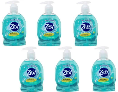 Антибактериальное мыло для рук Zest с витамином Е и алоэ Fresh Aqua, 7,5 жидк. унции — упаковка 6 шт. - Изображение 1 из 4