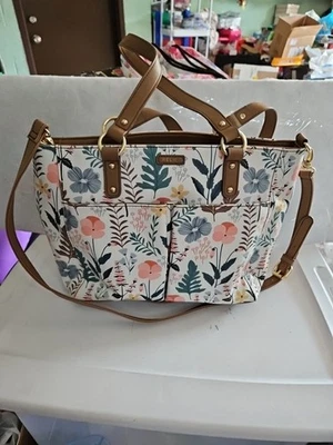 Bolso de Hombro Vintage Años 90 Blanco Reliquia Floral 16 Pulgadas de Largo ~usado  Foto 1 de 4
