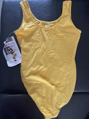Suite de cuerpo amarillo vintage años 80 nueva con etiquetas. Rachel McLish talla grande Foto 1 de 4