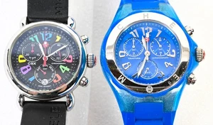 Lote de 2 relojes MICHELE Tahitian & CSX cronógrafo fecha acero negro azul para damas - Imagen 1 de 12
