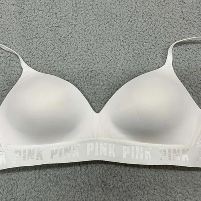 Sujetador rosa 36C camiseta sujetador usar en todas partes ligeramente forrado sin cables deletreado Foto 1 de 4