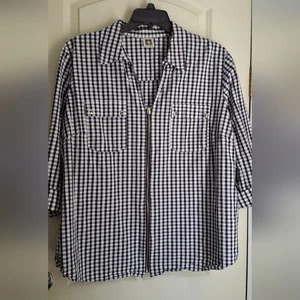 Nwot Anne Klein Cotton Womens Plaid Blouse 2XL Formal Party Office - Picture 1 of 7