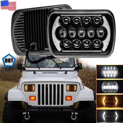 DOT For Jeep Wrangler YJ 1987-1995 7x6" LED Headlights DRL Hi/Lo Beam NEW 6000K Foto 1 de 4