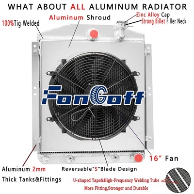 For 1948-54 Chevrolet GMC Truck 3100 3600 3800 3900 V8 4-Row Radiator Shroud Fan - Image 1 of 4