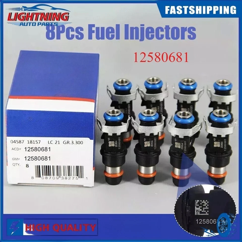 8x ACDelco 12580681 Fuel Injector 217-1621 2004-10 Chevy GMC 5.3/6.0/6.2 — 第 1/4 张图片