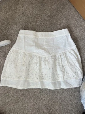 Falda Miss Selfridge Reino Unido Talla 16 Pequeña Crema Bordelaise Forrada Mini  Foto 1 de 4