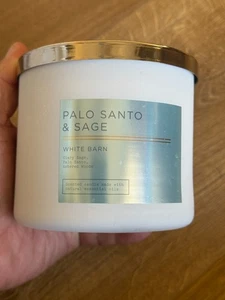 Bath and Body Works White Barn Palo Santo & Sage 3-Wick Candle 14.5 oz BRAND NEW - Picture 1 of 4