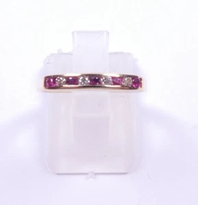 Ruby and Diamond Ring  9 carat gold eternity ring very good quality size K - Picture 1 of 8