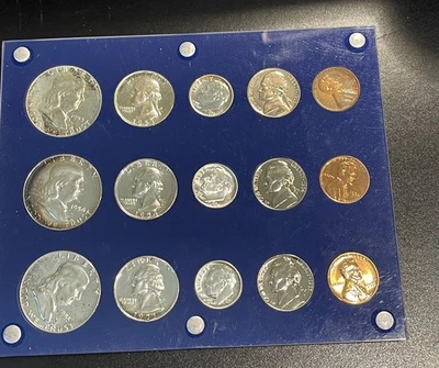 1953 1954 1955 Casa de la Moneda de Estados Unidos Juego de Prueba de Plata Monedas Originales Capital Soporte de Plástico Foto 1 de 2