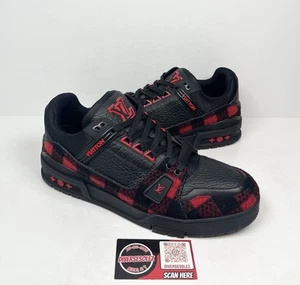 Taglia 10LV/11US - Louis Vuitton Trainer nero rosso feltro❤️leggermente indossato/vendita al dettaglio $1,3K - Foto 1 di 11