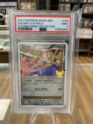 2021 POKEMON SWSH BLACK STAR PROMO CELEBRATIONS COLL #135 ZACIAN LV.X-HOLO PSA 9 - Image 1 of 2