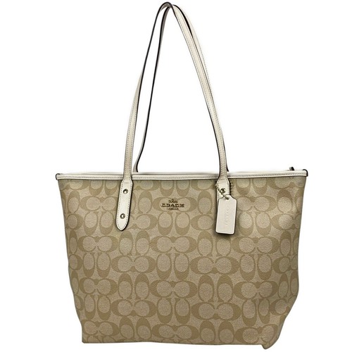 Borsa Coach Signature Tote Bag Logo Tracolla Tote Bag Tela Rivestita Beige F58292 Donna