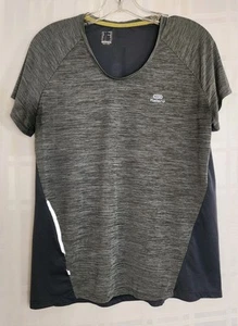 Kalenji Women Black Short Sleeve Top L Athletic Scoop Neck Mesh Back - Picture 1 of 9