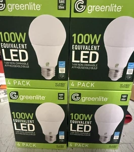 16 Pack Greenlite 100W Equivalent 14W LED Bulb A19 Daylight 5000K Non Dimmable - Picture 1 of 1