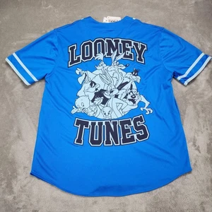 Looney Tunes Shirt Mens Large Blue Baseball Jersey That's All Folks Cartoon New - Picture 1 of 13