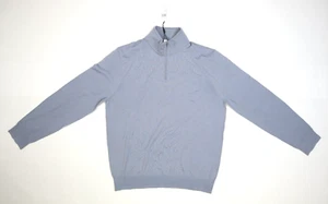 Reiss Blackhall Merino Wool Slim Fit 1/4 Zip Mock Neck Sweater Blue Mens 2XL - Picture 1 of 8