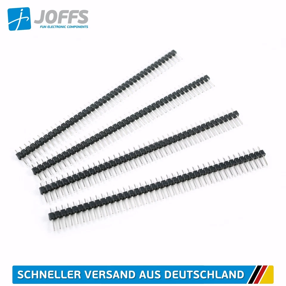 10 x 40 Pin Stiftleiste 11mm einreihig SCHWARZ (2.54mm Single Row Header Strip)